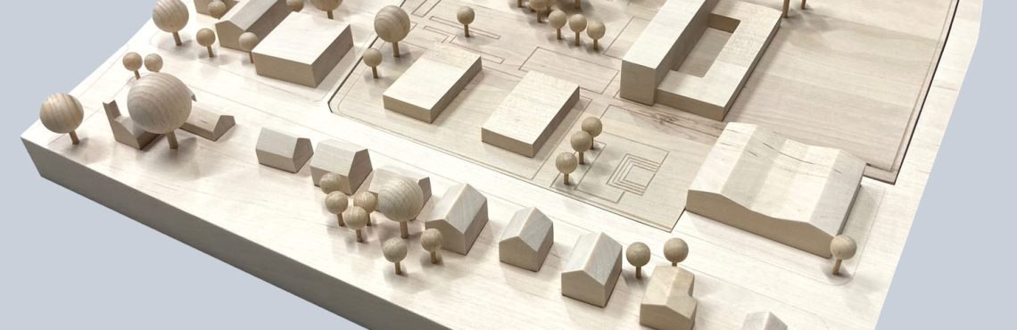 Wooden architectural model 1:500 for architectural model making, presentation and project communication